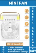 Resim Wintoup Kompakt Sessiz Çalışma 3 Kademeli RGB Aydınlatma Nemlendirici Özellikli Ev Ofis Mini Vantilatör FAN 