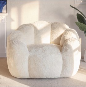 Resim puffiber Puf Koltuk Çiçek Tasarımlı Peluş Armut Koltuk Rahat TV ve Okuma Koltuğu 105x80 cm 