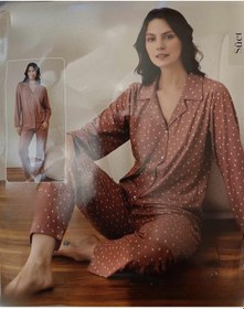 Resim Boyraz Kadın Süet Boydan Düğmeli Pijama Takımı 02020 - 1 Adet 001 