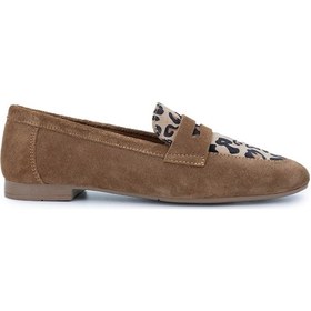 Resim Tamer Tanca Kadın Hakiki Deri Taba Süet Loafer Ayakkabı 961 555 Bn Ayk Y25 Taba Suet/leopar Taba 