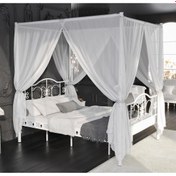 Resim Reyo Pero Sultan Çift Kişilik Başlıklı Ferforje Metal Beyaz Karyola (Cibinliksiz) 160x200 