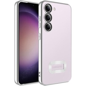 Resim Fibaks Samsung Galaxy S23 Plus Kılıf Kamera Lens Korumalı Şeffaf Renkli Logo Gösteren Parlak Omega Kapak 