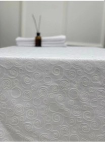 Resim Nivemeshome 140x240 Beyaz Daire Sembol Leke Tutmaz Masa Örtüsü Beyaz 