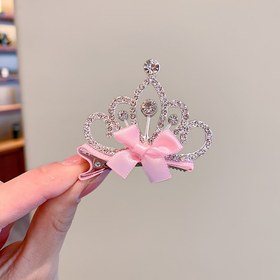 Resim Kızlar için 1 adet Peri Prenses Taç Saç Tokası, Pembe Taşlı, Tekstil Malzemeler Olmayan 