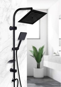 Resim Siyah Lüks Paslanmaz Çelik Hortum Robot Yağmurlama Tepe Duş Seti Diğer 