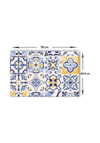 Resim Decorita Mavi Çini Desen Cam Ocak Arkası Koruyucu | 49,5cm x76cm 