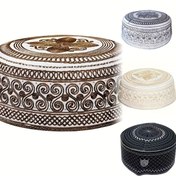 Resim Boho Tarzı Nakışlı Müslümanlar İçin Dua Şapkası, %100 Polyester Dokuma Hajj Hijab, Elde Yıkanabilir, Ramazan Bayramı İçin Gerekli, Orta Doğu Dua Şapkası 