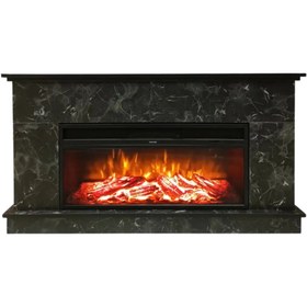 Resim Dlc Large Penida Siyah Mermer Desen 1800 Watt Dekoratif Elektrikli Şömine 