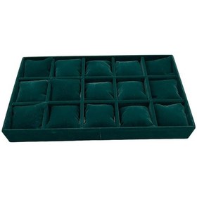 Resim Anzac Model Model Süet Kumaş Yeşil Renk 42/25 Cm 15 Yastıklı Çekmece İçi Takı Kutusu 