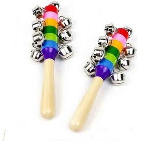 Resim Ahşap Saplı El Zili Çıngırak - Eğitici Oyuncak - Orff Aleti 2 