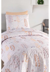 Resim Yatak Örtüsü Seti Tek Kişilik Pamuklu 2 Parça Cikcik Desen Bej / Yumuşak Dokulu Bej 