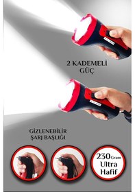Resim Büro Ev Ofis İş Güvenliği İçin Şarjlı 10w Uzun Menzil 2mod Projektör Tip Led Işıldak 