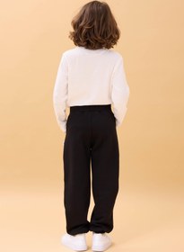 Resim Kalın Jogger Cepli Unisex Çocuk Eşofman Altı - Siyah / 10-11 Yaş 