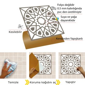 Resim Tink Kendinden Yapışkanlı Selçuklu Geometrik Desenli Pvc Karo 30X30 cm (4 Adet) 0,36 M2 