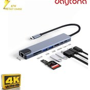 Resim Daytona CF04 Macbook Uyumlu Type-C™ To 4K HDMI Tv Projeksiyon Ultra Hd 1080P 2* Type-C 2* USB Ethernet Lan 8ın1 Çevirici Hub Adaptör 