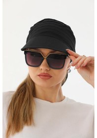 Resim Safari Bağlamalı Siyah Siperli Bandana Vizör Siyah 