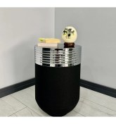 Resim Evden İste Elegant Dekoratif Krom Darbuka Siyah Sehpa 60CM 