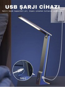 Resim sz master bilişim Şarjlı Katlanabilir Kitap Okuma LED Masa Lambası Masaüstü Işık Çalışma Lambası Göz Koruyucu Lamba 