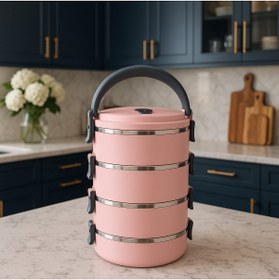 Resim Veliday 4 Katlı Sefer Tası Sızdırmaz Yemek Termosu Pudra 2,4 Lt Tek Kişilik Hacimi Vardır 