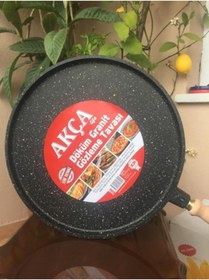 Resim Döküm Granit Gözleme Tavası Katmer Tavası Krep Tavası 36 Cm Büyük Boy 