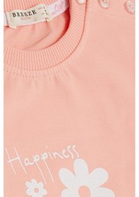Resim Breeze Kız Bebek Sweatshirt Simli Çiçek Baskılı 9 Ay-3 Yaş, Somon-somon Somon 