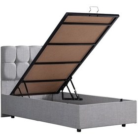 Resim Setaymobilya Baza, Berlin Tek Kişilik Baza + Başlık Seti, Açık Gri 