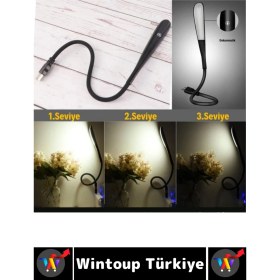 Resim Wintoup Premium Dayanıklı Esnek Kitap Bilgisayar Başı Kompakt 14 LED 3 Kademeli USB Dokunmatik Okuma Lambası 