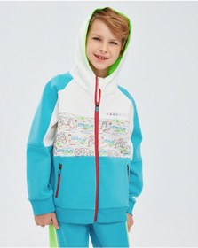 Resim Skechers 2Xı-Lock B Full Zip Hoodie Sweatshirt Büyük Erkek Çocuk Kırık Beyaz Sweatshirt Sk241075-102 