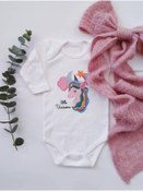 Resim Limon Yıldızlı Little Unicorn Uzun Kol Organik Baskı Bebek Body 