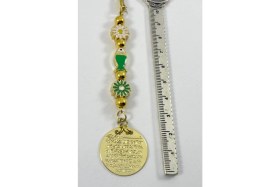 Resim Papatya Yeşil Balık Metal Ayetel Kürsi Altın Renkli Araba Dikiz Ayna Süsü 