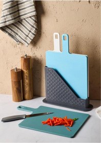 Resim Brice 4 Parça Standlı Kesme Tahtası Set Çok Renkli 