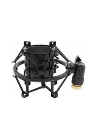 Resim Hbk M15 Mikrofon Shock Mount Tutucu Metal Gövde Yapısı Titreşimleri Ve Darbe Seslerini Engelleyen Elastik Askılı Stüdyo Aparatı 