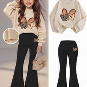 Resim 2 Parça Kız Çocuk Moda Sweatshirt + Flare Pantolon Seti | Aşk Baskılı | Şehir Gezisi + Sonbahar | Trend Çocuk Sonbahar Takımı, Dış Mekan İçin Mükemmel 