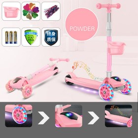Resim Children'S Scooter Mi Gao Three-In-One Kids Skateboard Scooter Scooter - Pink / Flash wheel and music and gift 