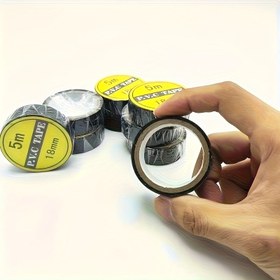 Resim 10 adet PVC Elektrik Yalıtım Bandı - Güçlü Yapıştırıcı, Isı ve Hava Koşullarına Dayanıklı, Nem Geçirmez, Kablolama, Raket Tutucuları ve Ev Kullanımı İçin Dayanıklı, Malzeme: PVC, Çeşitli Uygulamalar İçin Uygun 