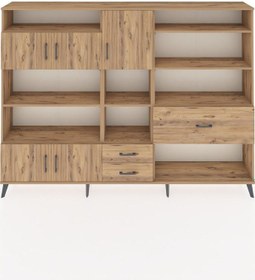 Resim Arges Dolap 13 Raflı 3 Çekmeceli 5 Kapaklı 220x30x163 Çam-çam Çam-çam 