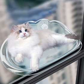 Resim Lüks Kedi Pencere Oturuşu - Güneşlenme ve İzleme için Vantuzlu Şeffaf Hamak Yatak, Dayanıklı Polipropilen 