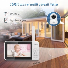 Resim M924 5” Kameralı Bebek Monitörü, 31 Saat Pil, HD Gece Görüşü, 360° Görünüm 