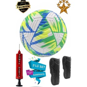 Resim Alastor Profesyonel Futbol Topu 3'lü Set Dikişli Futbol Topu Dayanıklı Tekmelik(Dizlik) ve Pompa Dahil 