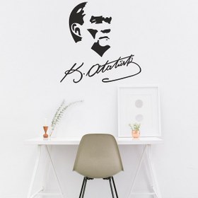 Resim Atatürk Silüeti ve İmza Stickerı - 120 cm 