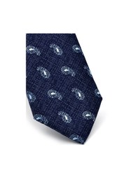 Resim Gaffy Mavi Şal Desenli Lacivert Dokuma Kumaş Mendilli Slim Fit Kravat // Sdk-240808 Desenli 