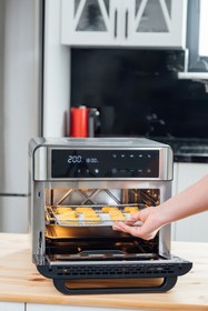 Resim Umie FR25 25L 2200W Paslanmaz Çelik LED Dijital Göstergeli Tepsili Oven Airfryer/Fritöz 