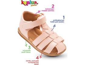Resim Kaptan Junior Kız Çocuk Ortopedik Ayakkabı Pembe Düz Tabanlı Yumuşak Malzeme ile Rahat Kullanım 