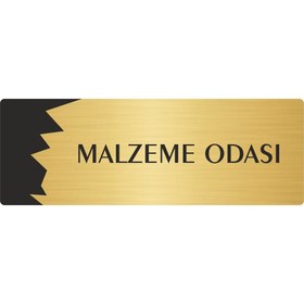 Resim Özarslan Dizayn Metal Departman Kapı İsimliği, Yönlendirme levhası Malzeme Odası 7X20 Cm Altın Renk 
