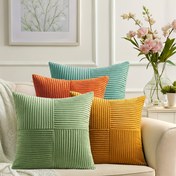 Resim 4 adet Bohem Tarzı Yama Tekstürü Gradyan Atma Yastık Kılıfları, 30.48cm*50.8cm, 45.72cm*45.72cm, Yeşil, Turuncu, Teal, Sarı, Fermuar Kapatma, Sadece Elde Yıkama, Polyester Lif, Çiftlik Estetiği için Koltuk, Yatak, Kanepe, Oturma Odası Dekoru, Oturma Odası Dekoru | Canlı Yastık Kılıfları | Fermuarlı Yastık Kılıfı, Dekoratif Yastıklar 