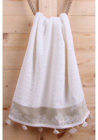 Resim Baveno Pamuk Püsküllü 50X100 El Havlusu Krem 