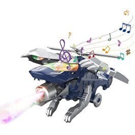 Resim Dinozora Dönüşen Işıklı ve Sesli Helikopter 