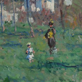 Resim Monet's Spring in Vethuil: 3D Textured Oil Painting Reproduction - 39"x53" in / 100x135 cm / Vintage Gold Frame 