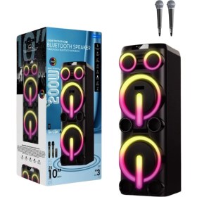 Resim Bluetooth Hoparlör 200W Tws 10X2 Inç Parti Boy Eşleşmeli Rgb Ledli 200W Bluetooth Hoparlör 