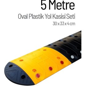 Resim İleri Trafik Oval Plastik Yol Kasisi Kapaklı Set - 5 Metre 